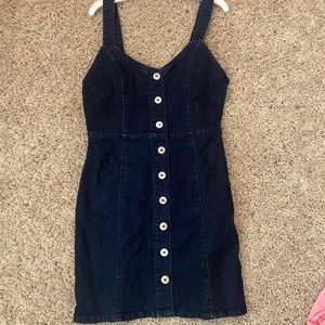 Others Follow dark denium overall dress